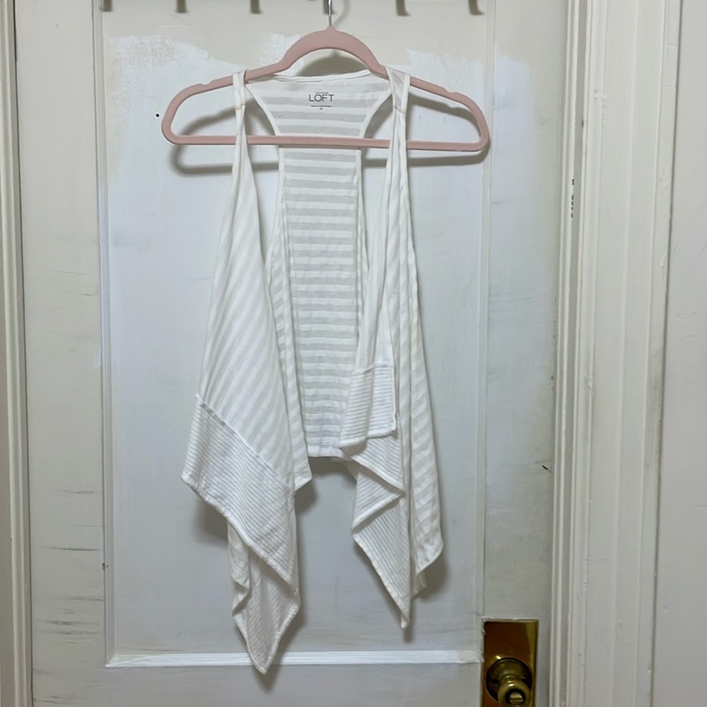 Loft Sleeveless White Cardigan